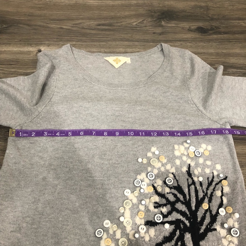 Anthro Monogram Button Tree Sweater - image 4